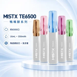 一次性電子煙｜MISTX 鴨嘴獸 TE6500｜6500口 16ml 陶瓷網紋芯 免充電